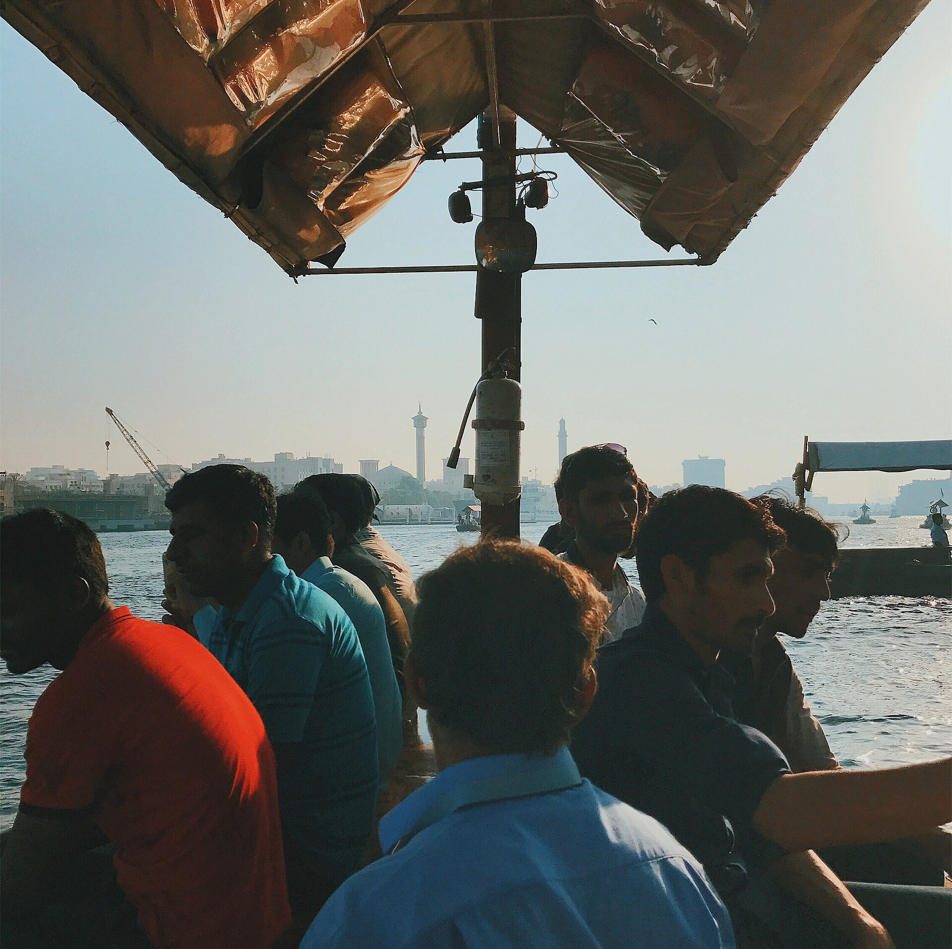 Traditional board for transportation from one side of Dubai Creek to another in an abra, Dubai, United Arab Emirates.