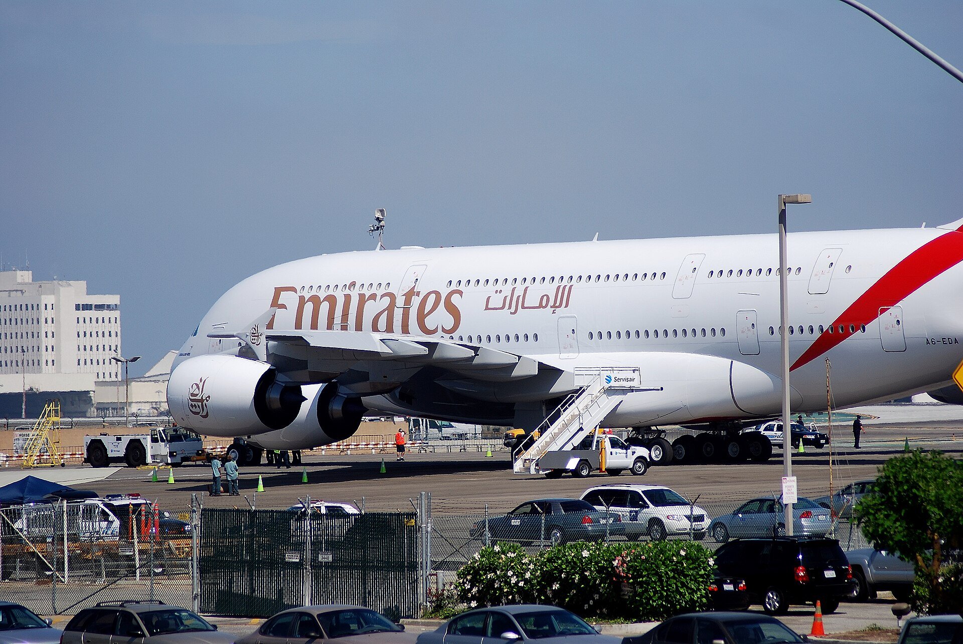 First A380 for Emirates, visiting Los Angeles/LAX