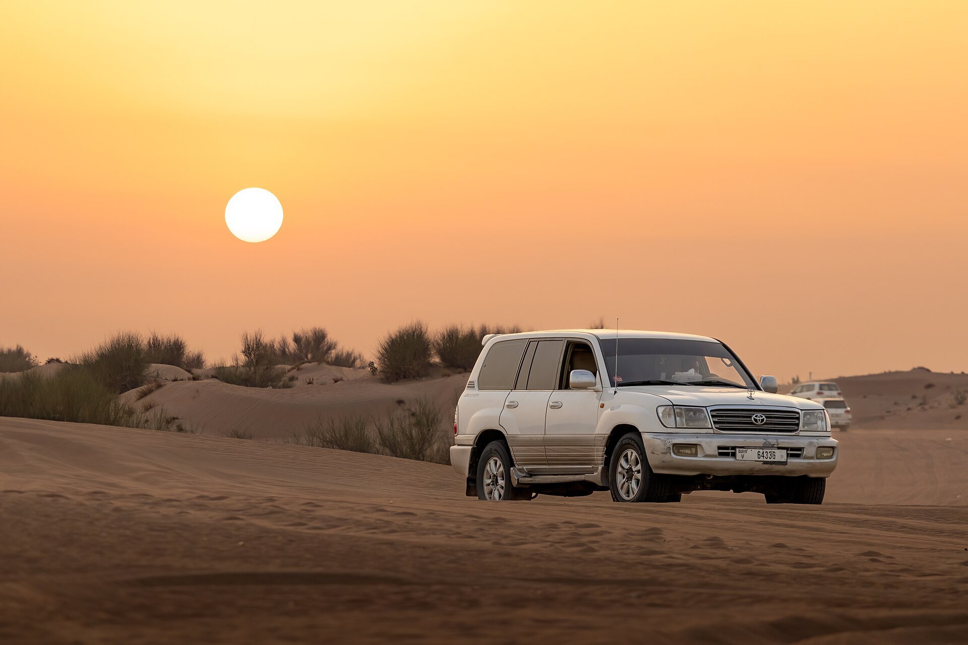 A car on Dubai Dune bashing