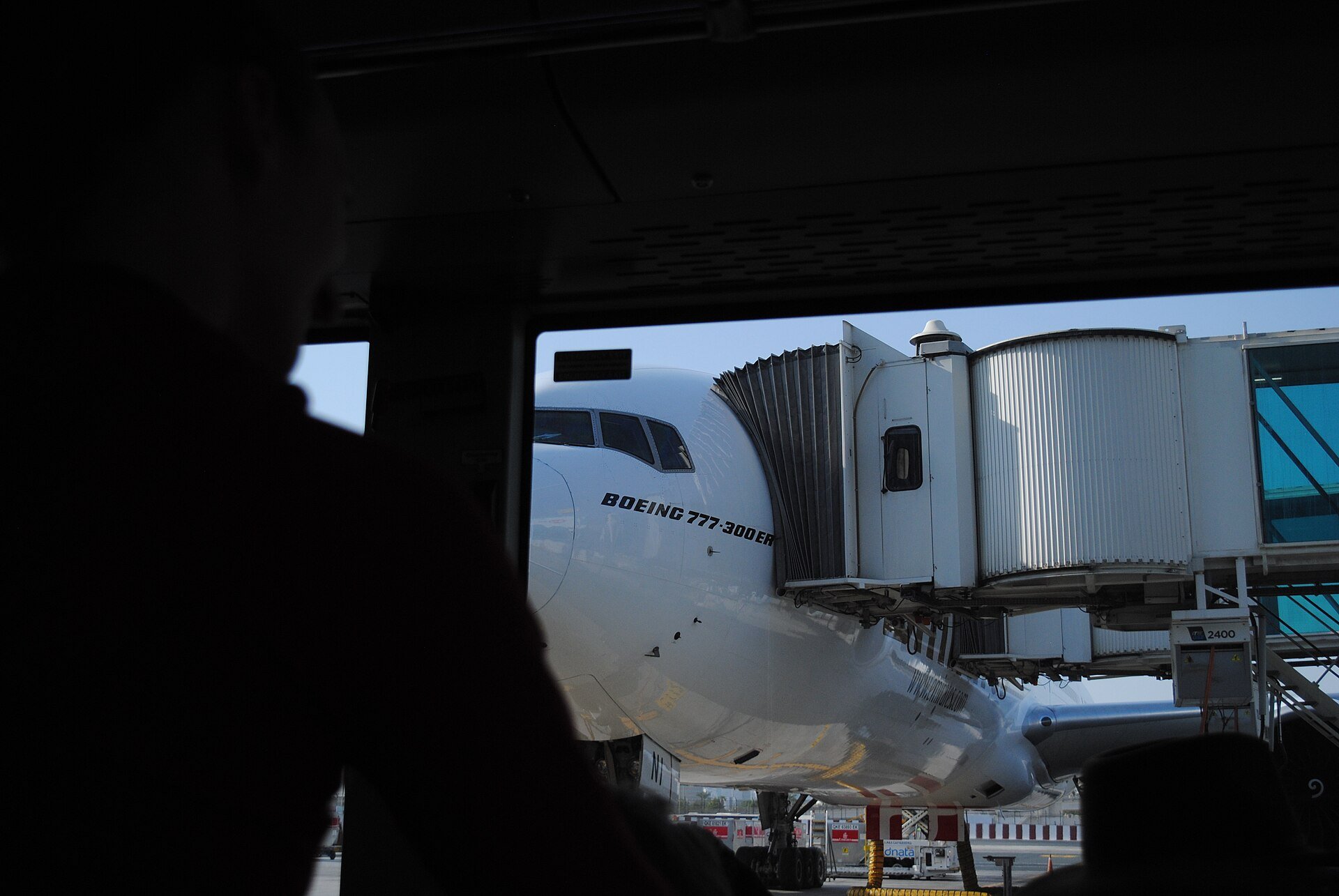 View from the shuttle-bus to Terminal 2, Dubai International Airport (taken though a tinted window)