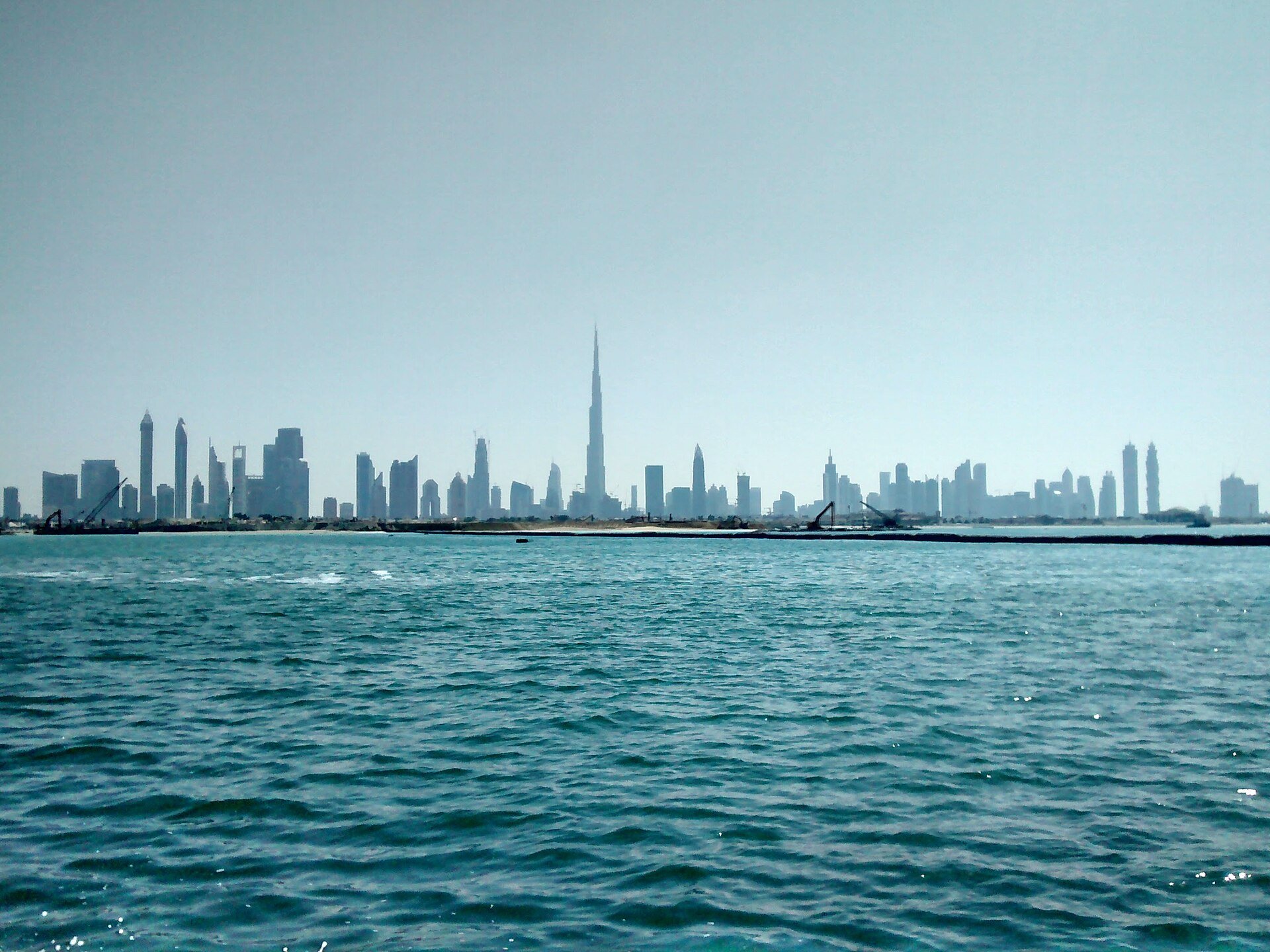 Dubai Skyline from Offshore during the construction of La Mer