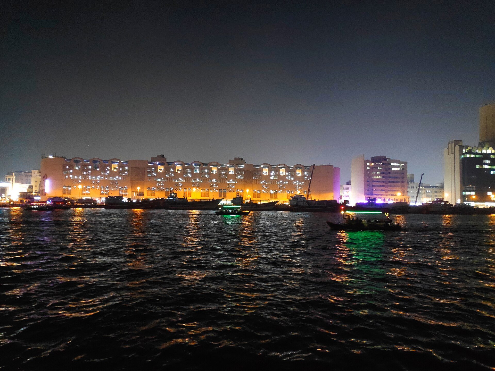 Dubai Creek in evening.