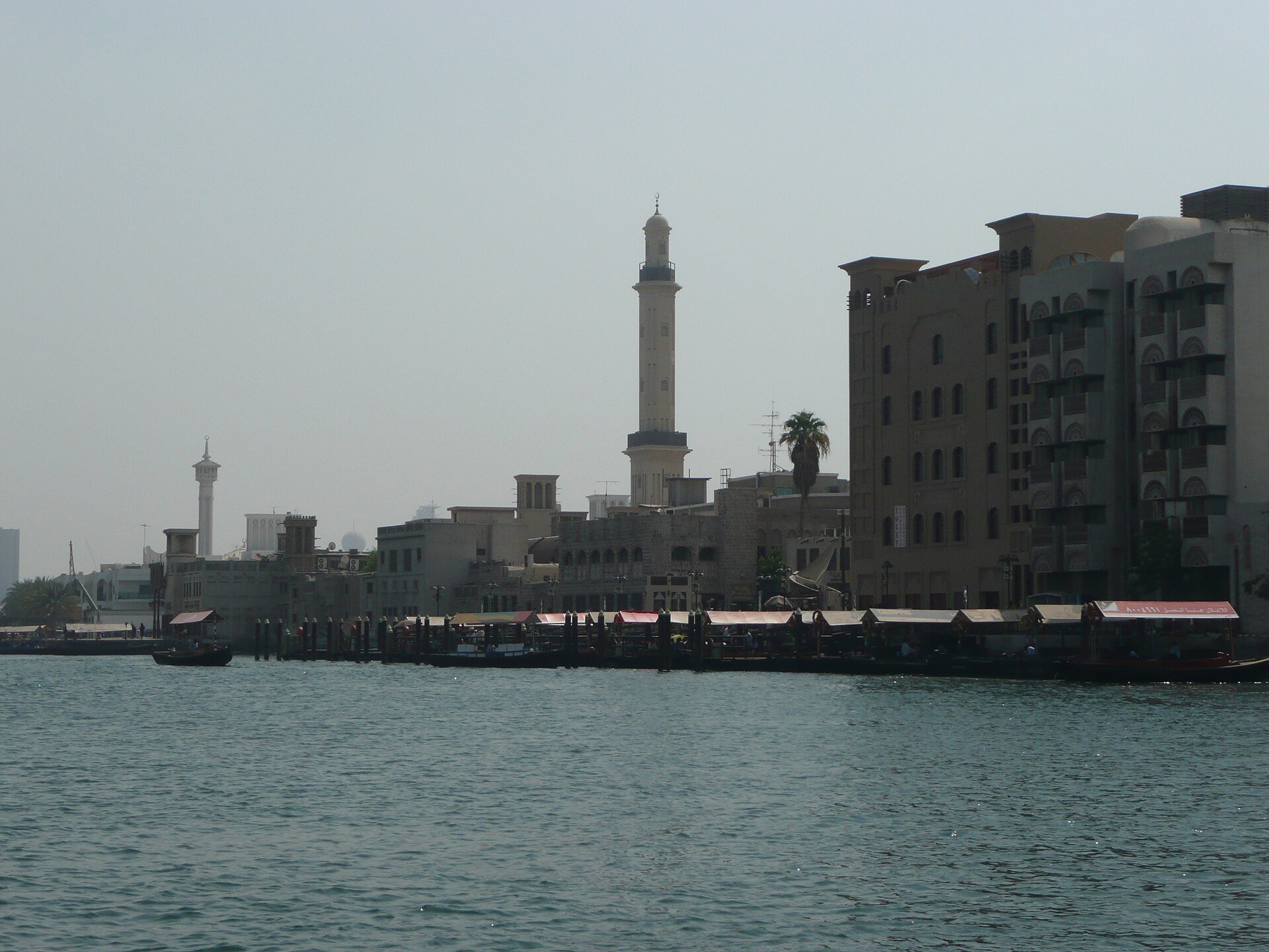 Dubai Creek as viewed from an abra within Dubai, United Arab Emirates.