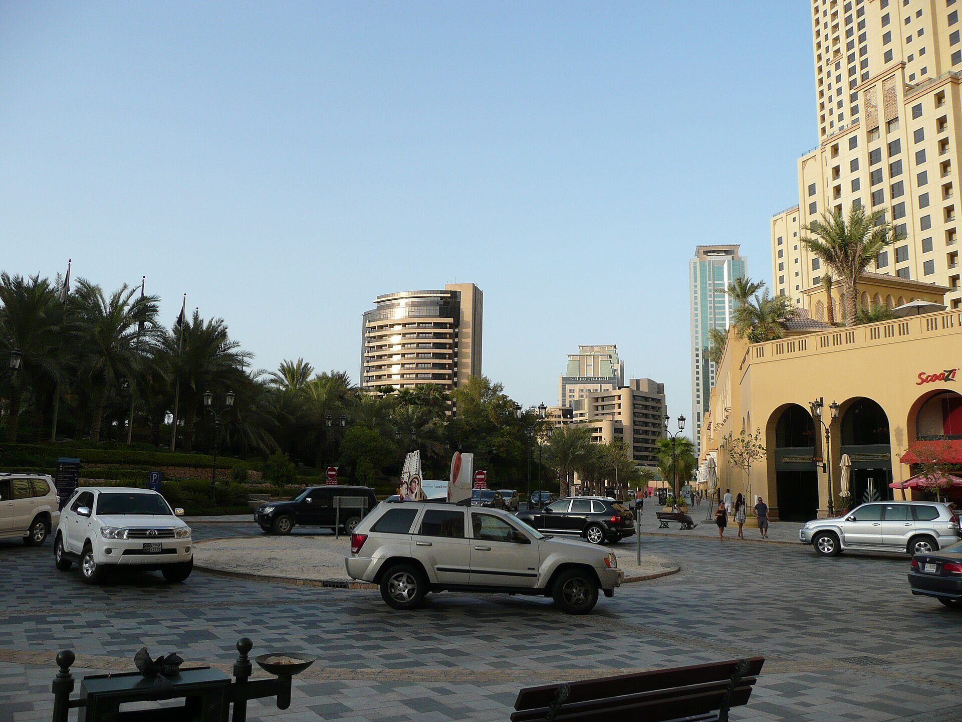 Roundabout in the Dubai Marina area, Dubai, United Arab Emirates.