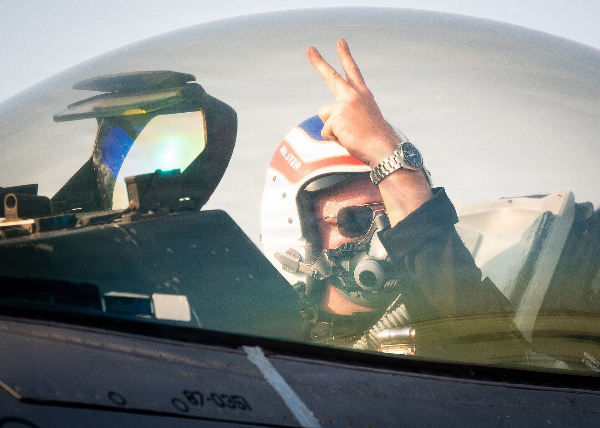 U.S. Air Force Maj. Taylor “FEMA” Hiester, F-16 Viper Demonstration Team commander and pilot, prepares for takeoff in a U.S. Air Force F-16C Fighting Falcon assigned to the 31st Fi
