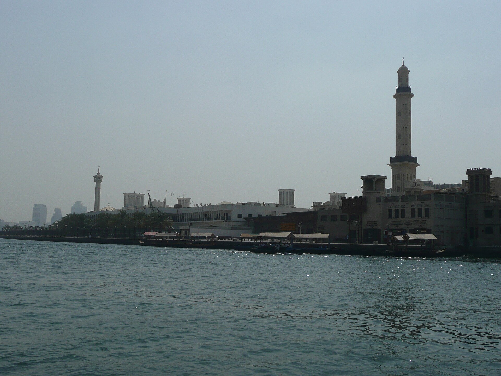 Dubai Creek as viewed from an abra within Dubai, United Arab Emirates.