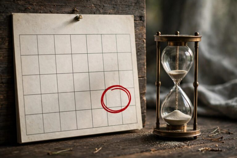 Calendar marking a deadline date