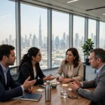 Business meeting in a skyscraper office