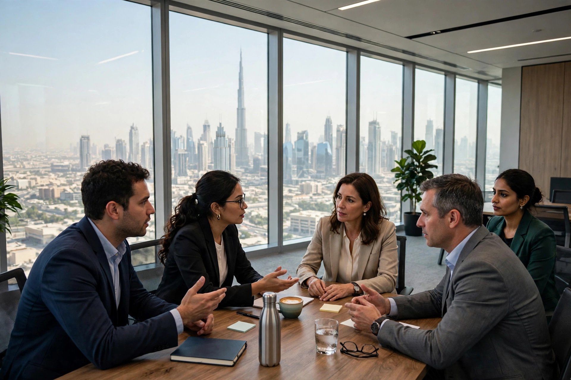 Business meeting in a skyscraper office