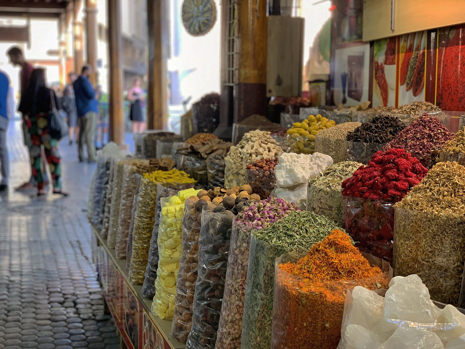 Colourful spices in Dubai Spice Souk, UAE.