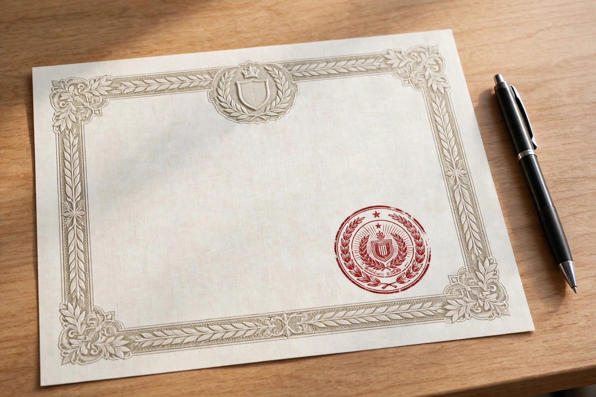 Attested certificate with an official stamp
