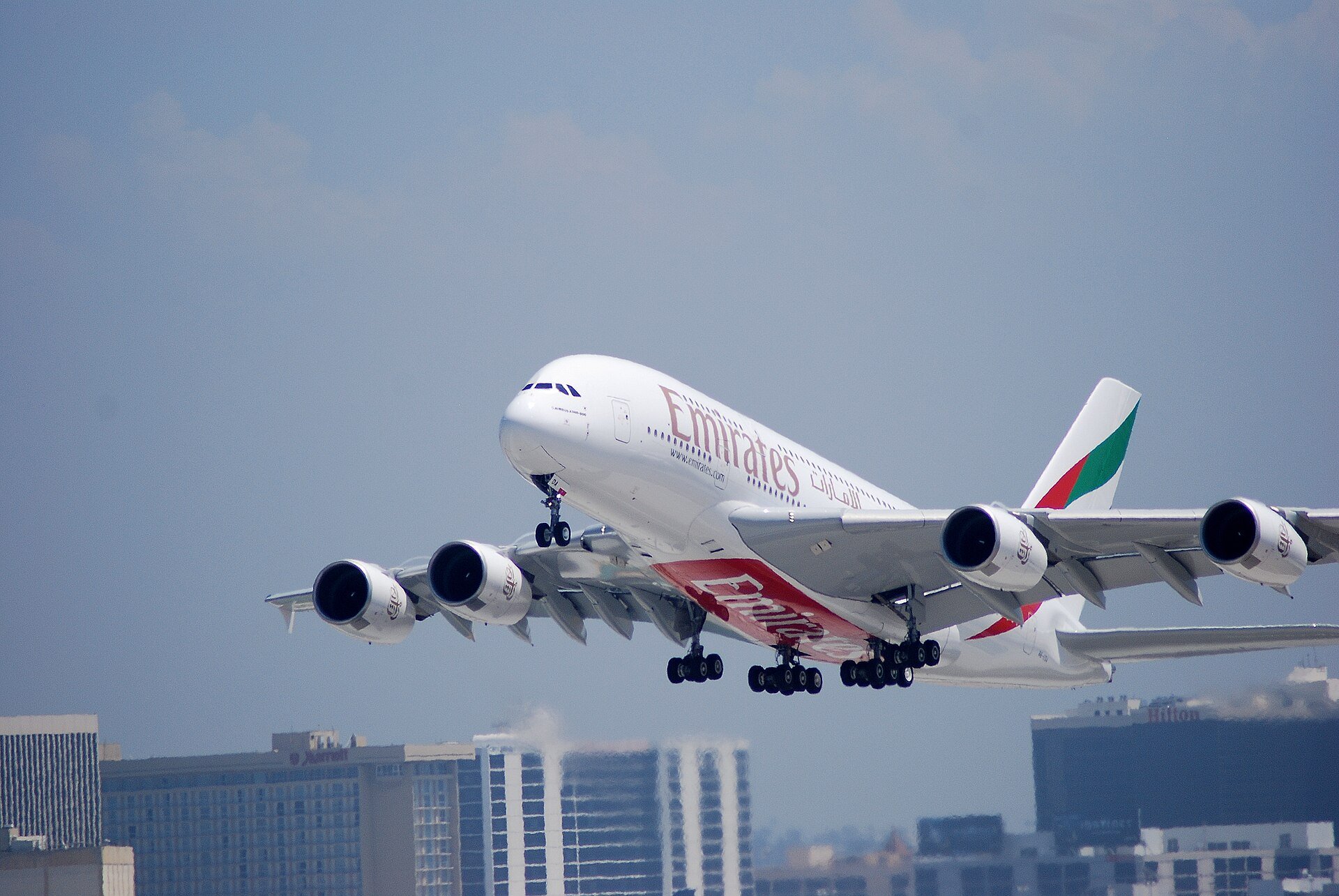 First A380 for Emirates, visiting Los Angeles/LAX